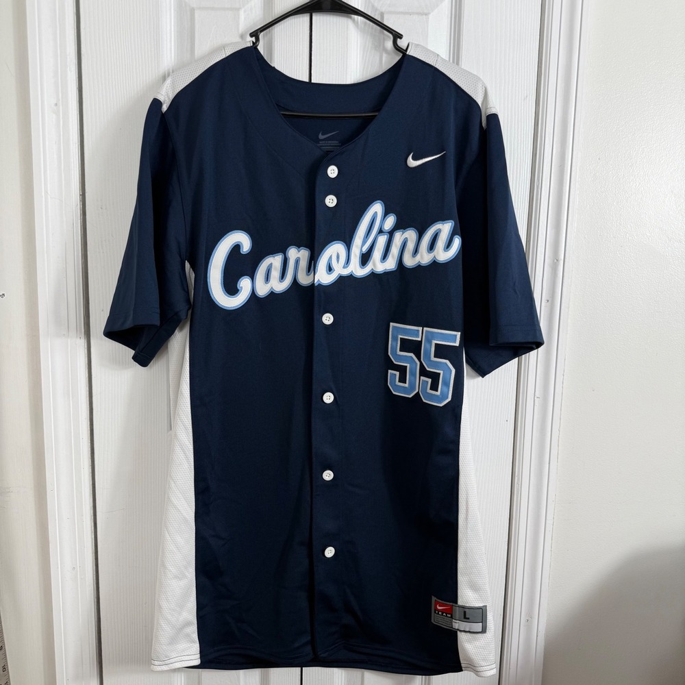 Nike North Carolina Tar Heels Baseball Jersey #55 Men's Large Stitched NCAA UNC